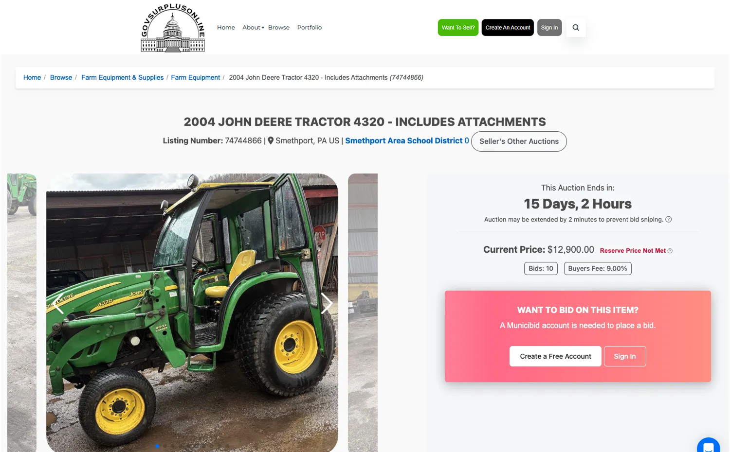 GOV Surplus Online Auction Site