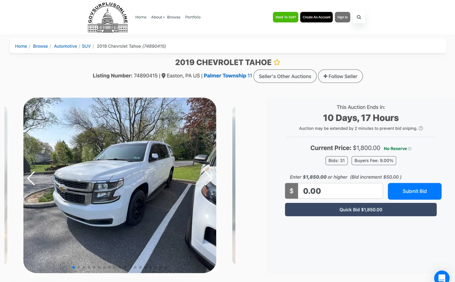 GOV Surplus Online Auction Site